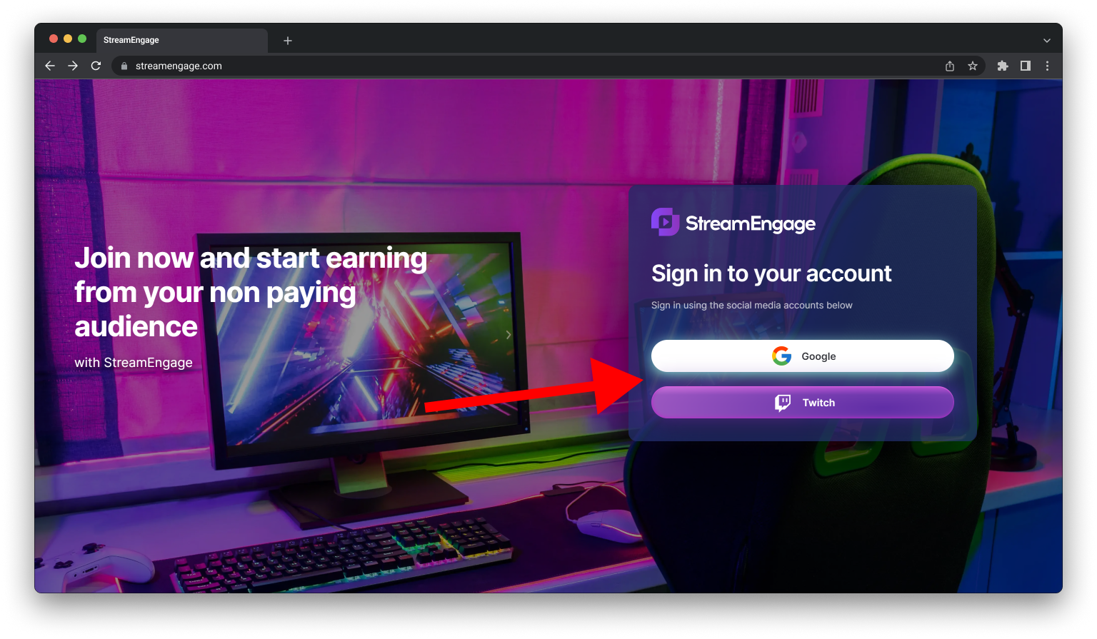Create an account for StreamEngage